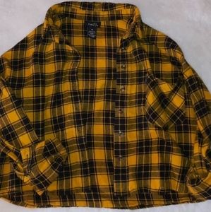 Yellow and black plaid top